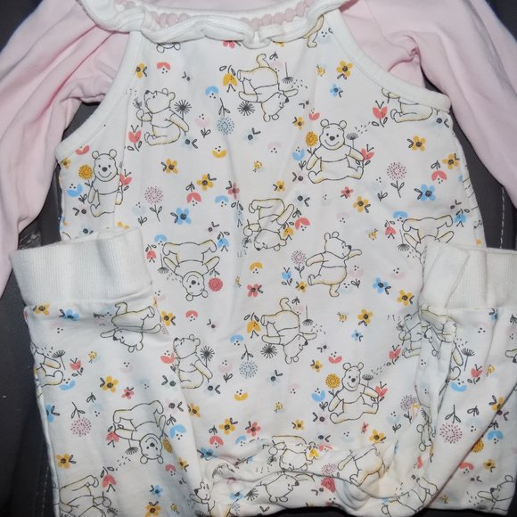 DISNEY WINNIE THE POOH 2 PC ROMPER SET SIZE 12/18 MONTHS GIRLS EUC - Picture 2 of 3